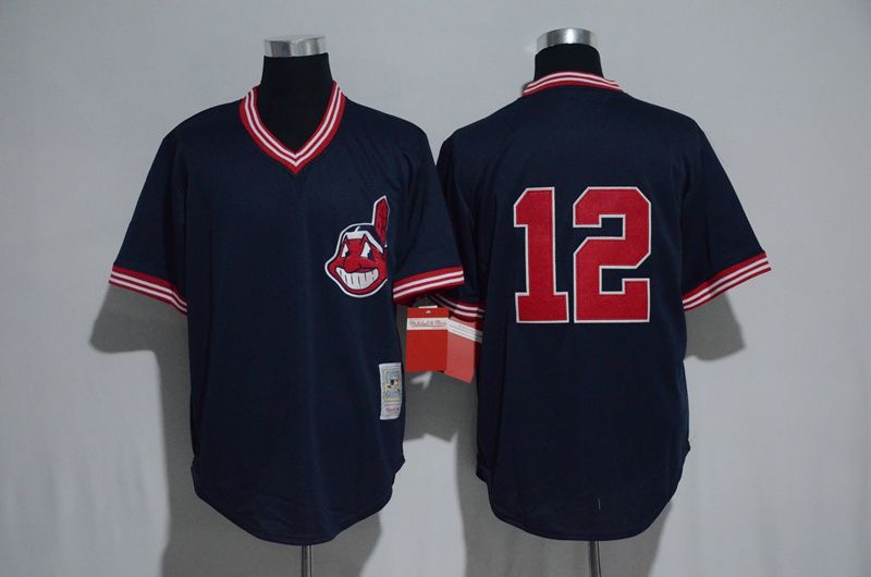 Men Cleveland Indians #12 Francisco Lindor Blue MLB Jerseys